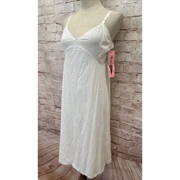 SHADOWLINE Vintage White Slip Lace Trim Opacitrique Size 36 Tall Length 42" NOS - Picture 4 of 12